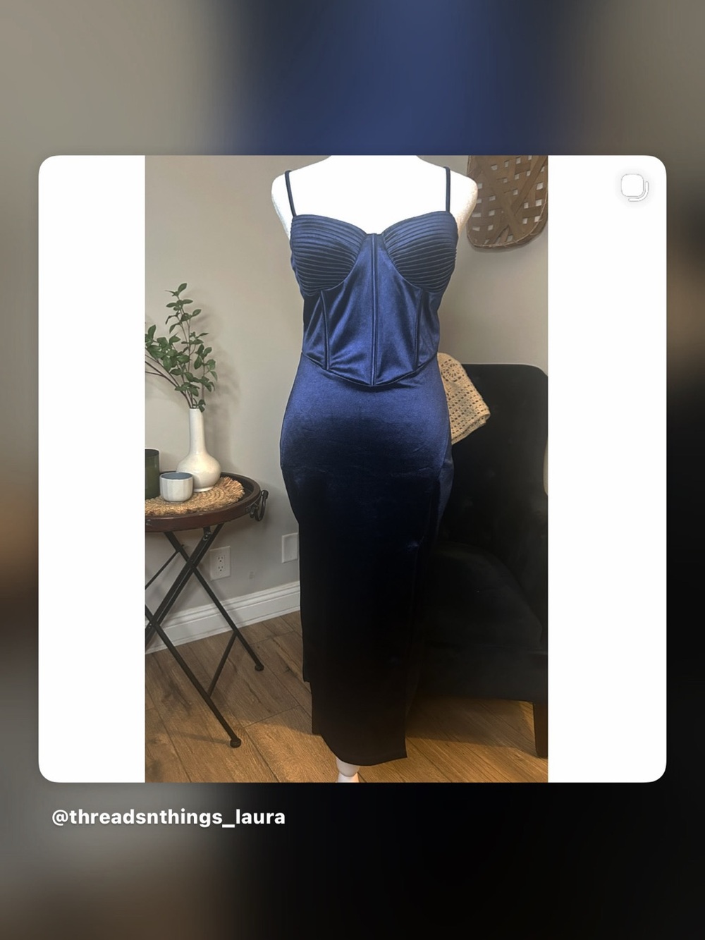 Lulu's Navy Bustier Velvet Maxi Dress